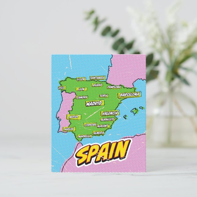 Pop Art Illustrated Spain map (Standing Front)