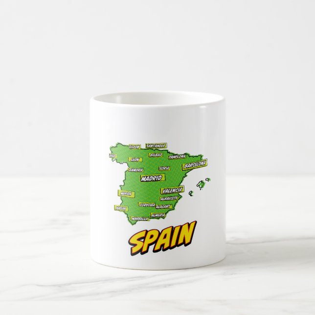 Pop Art Illustrated Spain map Coffee Mug (Center)