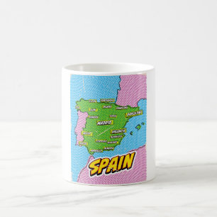 Pop Art Illustrated Spain map Coffee Mug