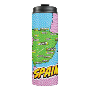 Pop Art Illustrated Spain map Thermal Tumbler