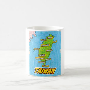 Pop Art Illustrated Taiwan map Coffee Mug