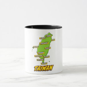 Pop Art Illustrated Taiwan map Mug