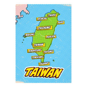 Pop Art Illustrated Taiwan map Photo Print