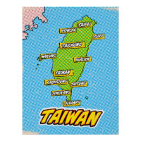 Pop Art Illustrated Taiwan map