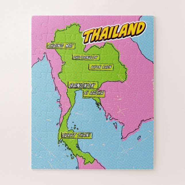 Pop Art Illustrated Thailand map Jigsaw Puzzle (Vertical)