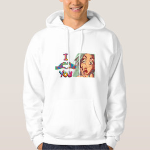 Pop Art Illustration of Heart Hands - I Love you Hoodie