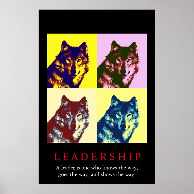 Pop Art Inspirational Leadership Wolf Poster (Front)