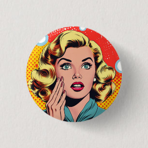 Pop art inspired badge, pin button, fun badge