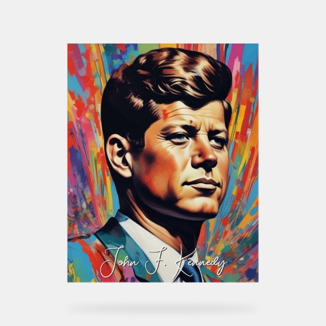 Pop Art Jack JFK John F. Kennedy Acrylic Sign (Front)