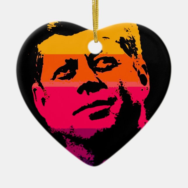 Pop Art Jack JFK John F. Kennedy Ceramic Tree Decoration (Front)