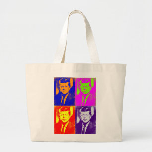 Pop Art JFK John F. Kennedy Large Tote Bag