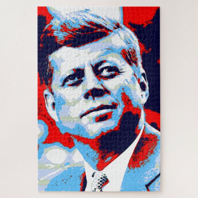 Pop Art JFK John F. Kennedy Red Blue Jigsaw Puzzle (Vertical)