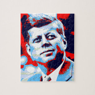 Pop Art JFK John F. Kennedy Red Blue Jigsaw Puzzle