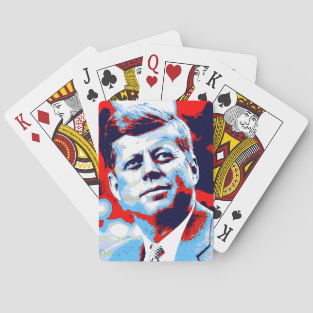 Pop Art JFK John F. Kennedy Red Blue Playing Cards (Back)
