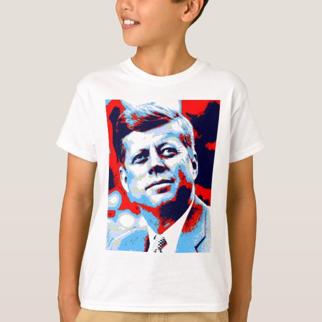 Pop Art JFK John F. Kennedy Red Blue T-Shirt (Front)