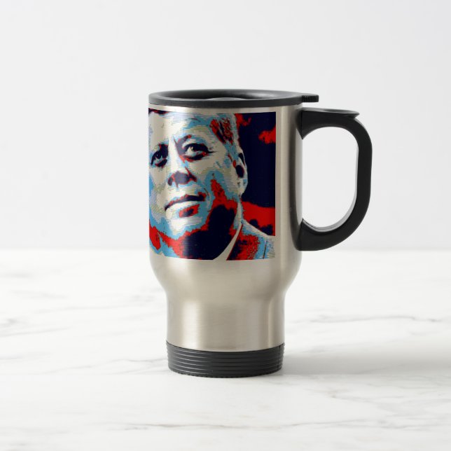 Pop Art JFK John F. Kennedy Red Blue Travel Mug (Right)