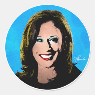POP ART KAMALA HARRIS PORTRAIT CLASSIC ROUND STICKER