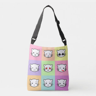 Pop Art Kawaii Cat Emoji Crossbody Bag