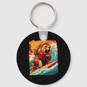 Pop Art King Jungle Animal Lion Paddle Board Surfi Key Ring