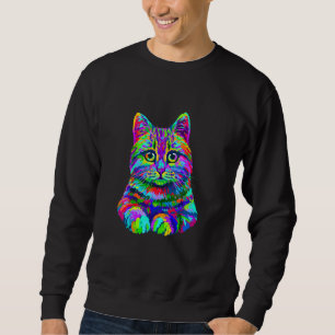 Pop Art Kitten Colourful Cat Design Portrait Arti Sweatshirt