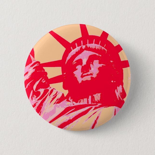 Pop Art Lady Liberty New York City 6 Cm Round Badge (Front)