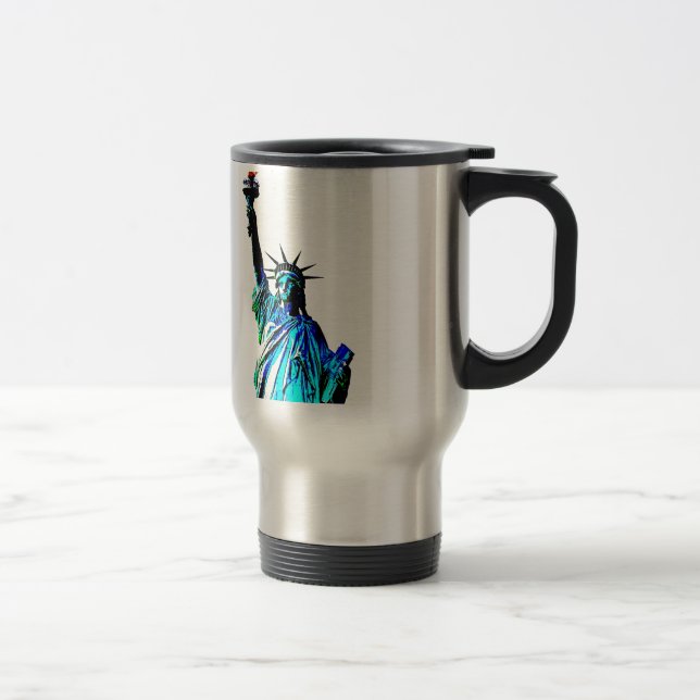 Pop Art Lady Liberty Travel Mug (Right)