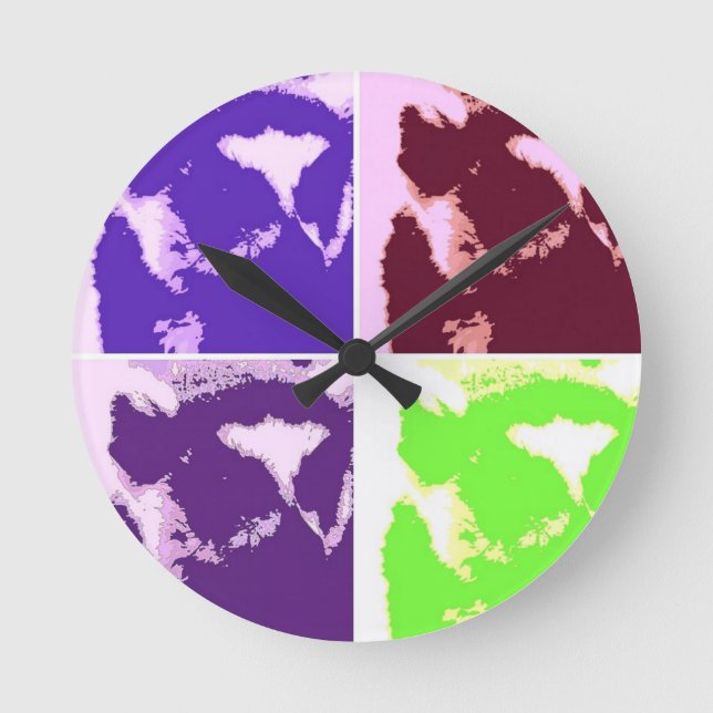 Pop Art Lemurs Round Clock (Front)