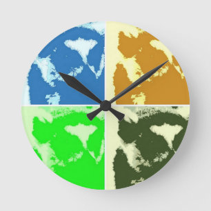 Pop Art Lemurs Round Clock
