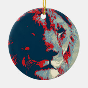 Pop Art Lion Ceramic Tree Decoration