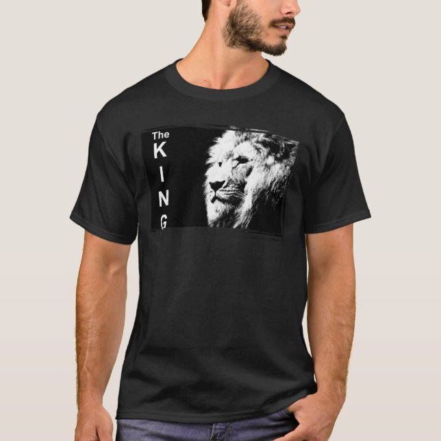 Pop Art Lion Head Elegant Black Colour Modern T-Shirt (Front)