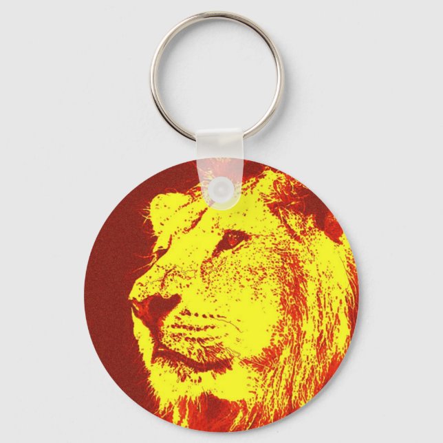 Pop Art Lion Key Ring (Front)