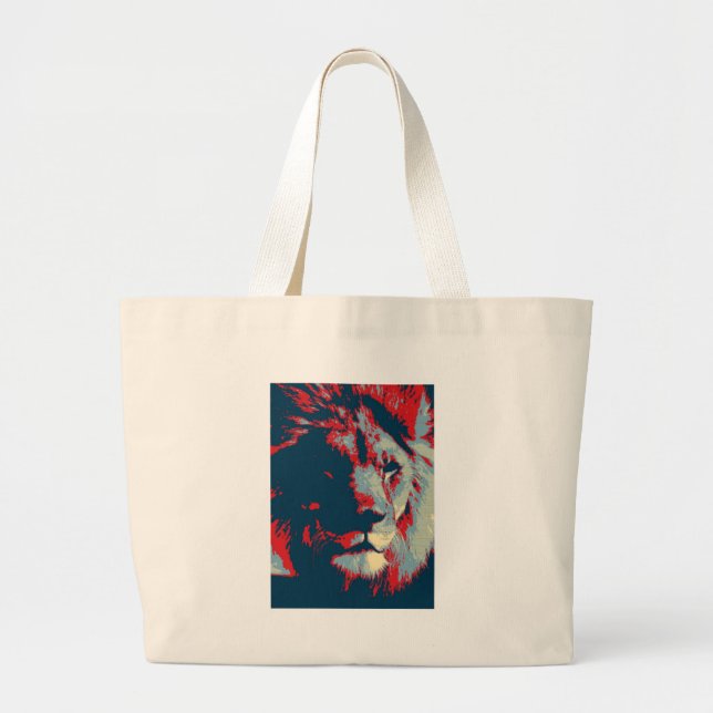Pop Art Lion Large Tote Bag (Front)