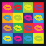 Pop Art Lips Kiss Marks Colourful Poster<br><div class="desc">Sassy Pop Art Lips Kiss Marks Colourful Poster.</div>