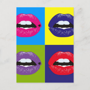 Pop Art Lips Pattern Deisgn Postcard