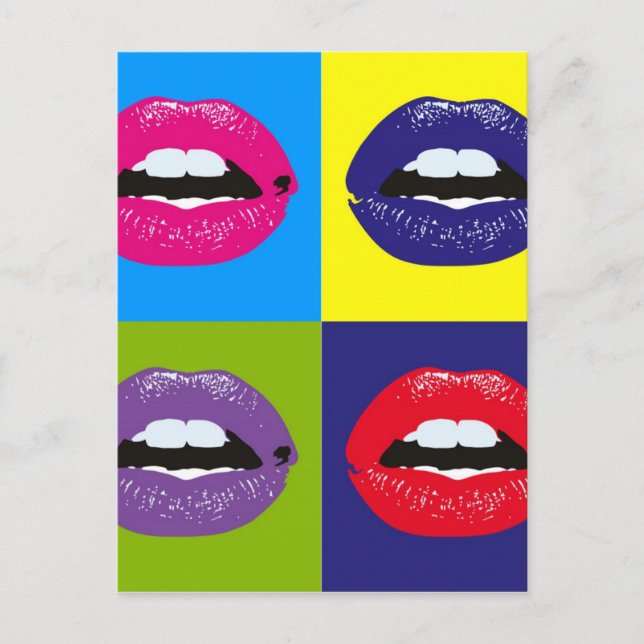 Pop Art Lips Pattern Deisgn Postcard (Front)