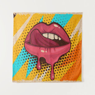 Pop Art Lips: Vintage Trendy Tapestry