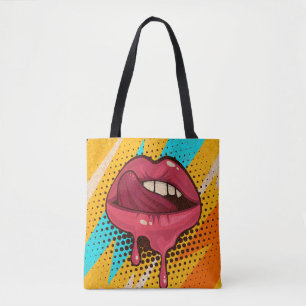 Pop Art Lips: Vintage Trendy Tote Bag