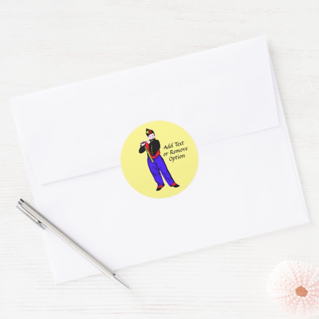 Pop Art Little Flautist (Manet) Classic Round Sticker (Envelope)