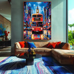 Pop Art London Bus with Big Ben Backdrop Canvas Print<br><div class="desc">Capture the charm and energy of London with this bold pop art featuring a red double-decker bus against the backdrop of Big Ben. The vibrant colours and retro style bring the iconic city to life, perfect for fans of pop art, British culture, and trendy urban decor. Add a lively and...</div>