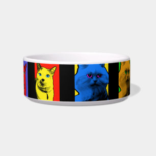 Pop Art Long And Short Haired Cats Bowl
