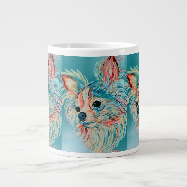 Pop Art Long Haired Chihuahua Mug (Front)
