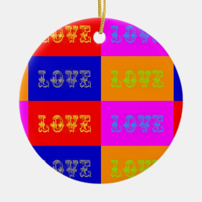 Pop Art Love Ceramic Tree Decoration (Front)