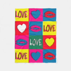 Pop art love fleece blanket