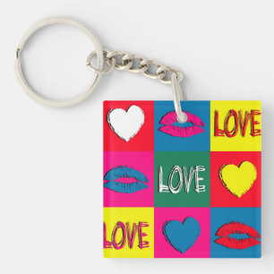 Pop art love key ring