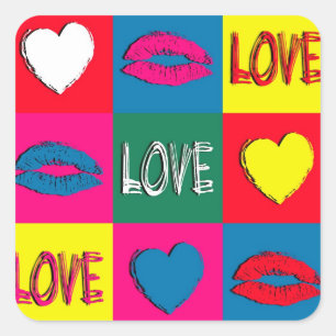 Pop art love square sticker