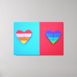 Pop Art Love Twin Rainbow Hearts Canvas Print<br><div class="desc">Pop Art Love Twin Rainbow Hearts is a romantic fun modern pop art low relief abstract collage in vibrant candy neon party colors. It was inspired by a deeply loving romance. The original artwork that this design is developed from was made using multi colored modeling clay on a complementary colored...</div>