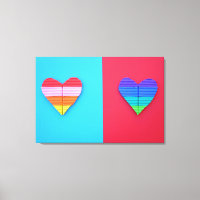 Pop Art Love Twin Rainbow Hearts