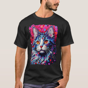 Pop Art Maine Coon Cat Heart T-Shirt