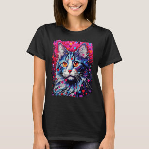 Pop Art Maine Coon Cat Heart T-Shirt