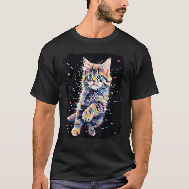 Pop Art Maine Coon Cat Kitten T-Shirt (Front)